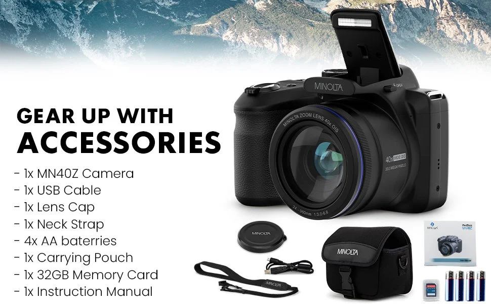 MN40Z 20MP 1080P FHD 40X Optical Zoom WiFi Bridge Camera — Minolta